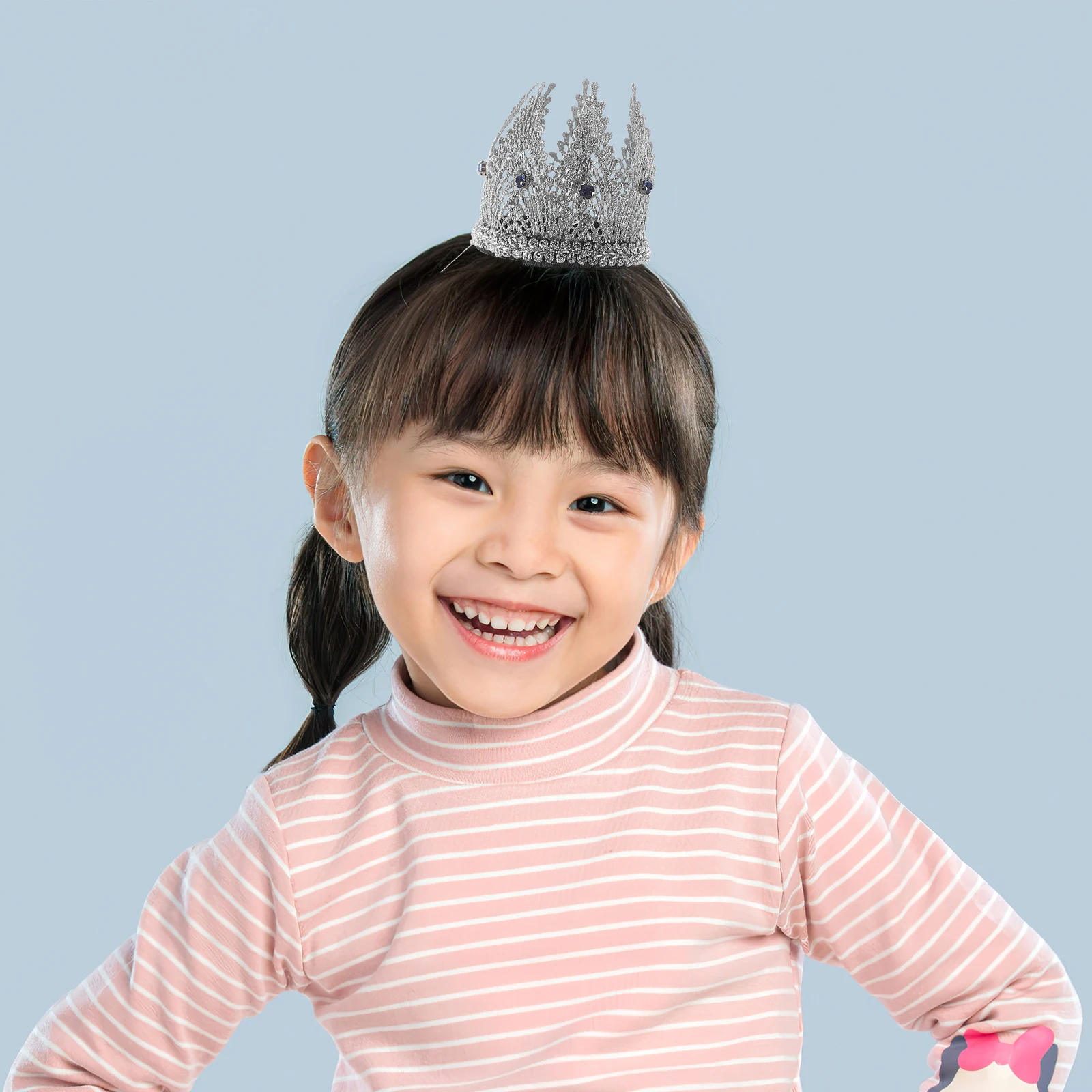 

2pcs Lace Crown Headbands Baby Rhinestone Tiara Elastic Hair Band for Kids Girls Boys Women Birthday Photo Props Party