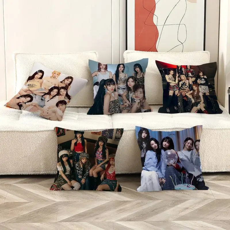 Korea Kpop Band F-fromis_9 Cushion Cover Pillowcase Upholstery Sofa Throw Pillow Home Decor Pillowcas