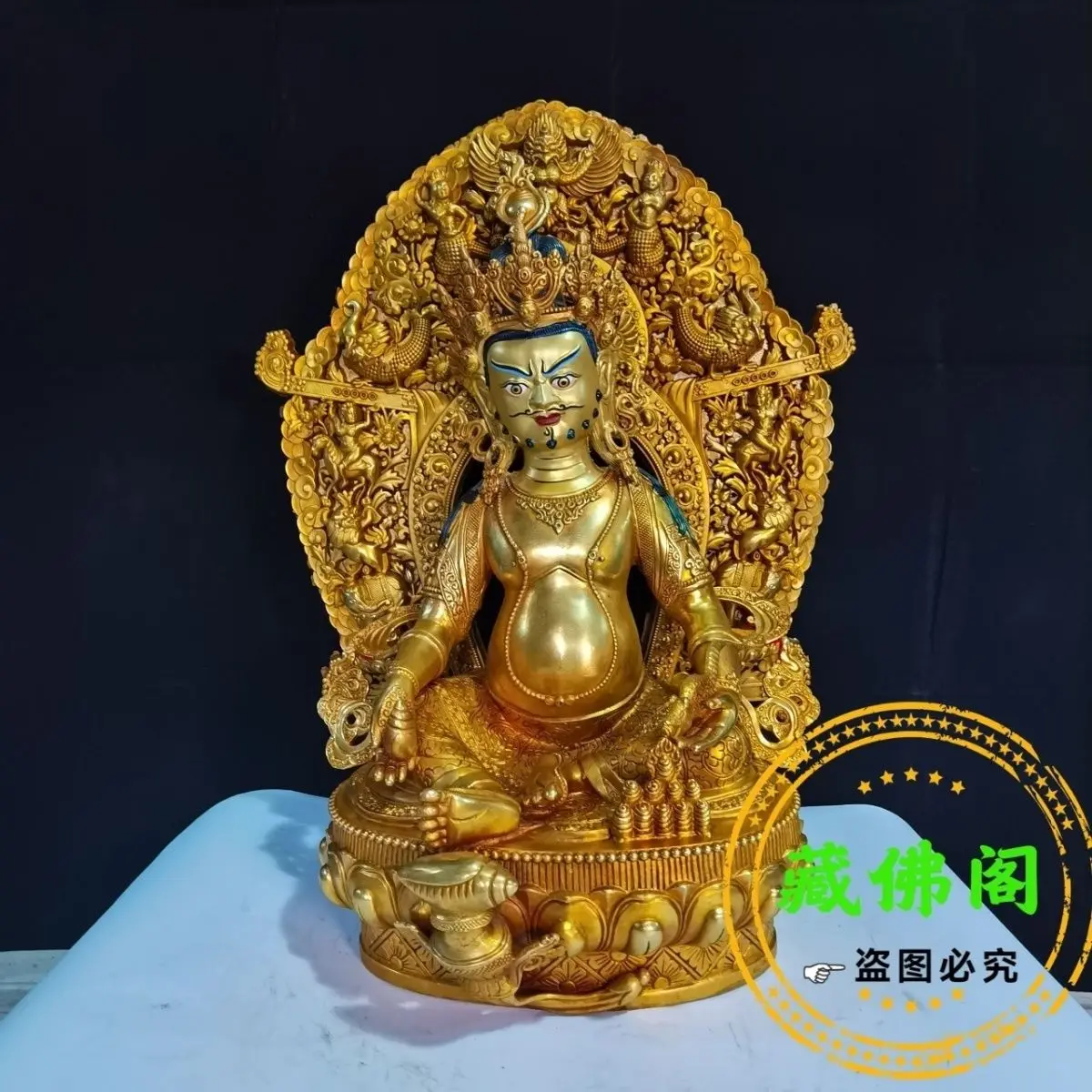 

One foot five yellow God of Wealth brass Seiko Tibetan gilt 15 inch God of Wealth household ornaments Buddha Hall Tibetan Buddha