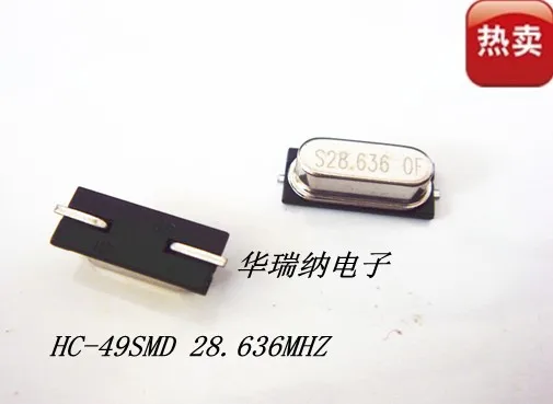 100pcs/lot HC-49SMD 49SMD 28.636M 28.636MHZ 2 28.6336MHZ chips Electronic new