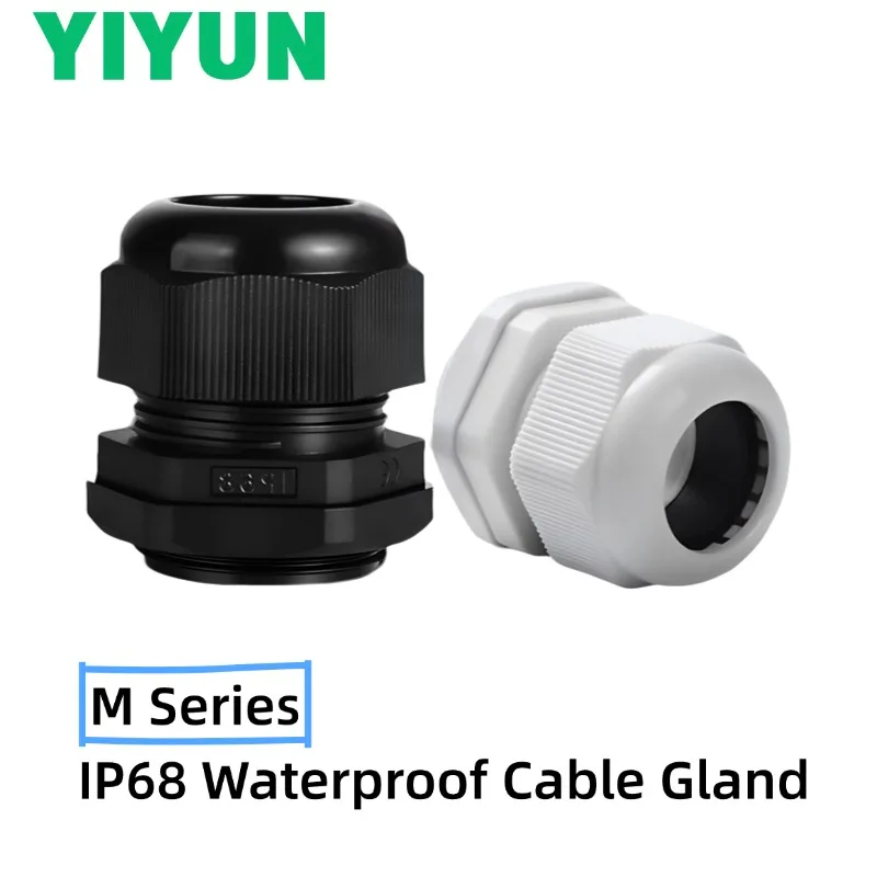 5-10PCS M Series Black White Cable Gland IP68 Waterproof Entry Nylon Plastic Connector Joint Fittings M8 M10 M12 M16 M18 M20 M25