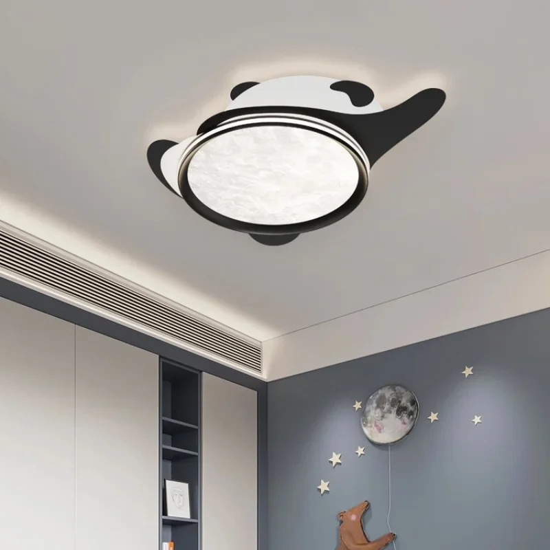 Cartoon Panda LED Ceiling Light for Children's Room Modern Simple Bedroom Lighting Full Spectrum Eye Protection 2026 New Design