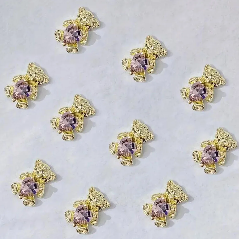 10 Stück Luxus Bär Herz Strass Nail Art Charms Kawaii Bär Schmuck Edelsteine für Acryl Nägel Zubehör DIY Maniküre Dekoration
