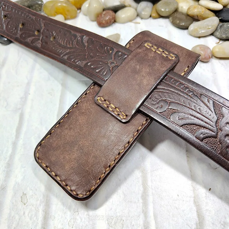 Small-Size Jackknife Sheath Folding Knife Holster Waist Bag Handmade EDC Army Knife Holder Belt Pack Genuine Leather DFD