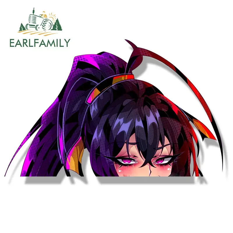 EARLFAMILY Ahegao Akeno himema Fanart stiker mobil, stiker bungkus mobil stiker peewer anak perempuan JDM gbaru sketsa Anime kartun, stiker mobil