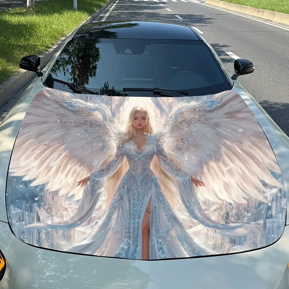 

Winged Angel Car Hood Stickers, Colorful Vinyl Stickers, Truck Patterns, Engine Hood Car Parts Decoration Stickers, Car Decals,