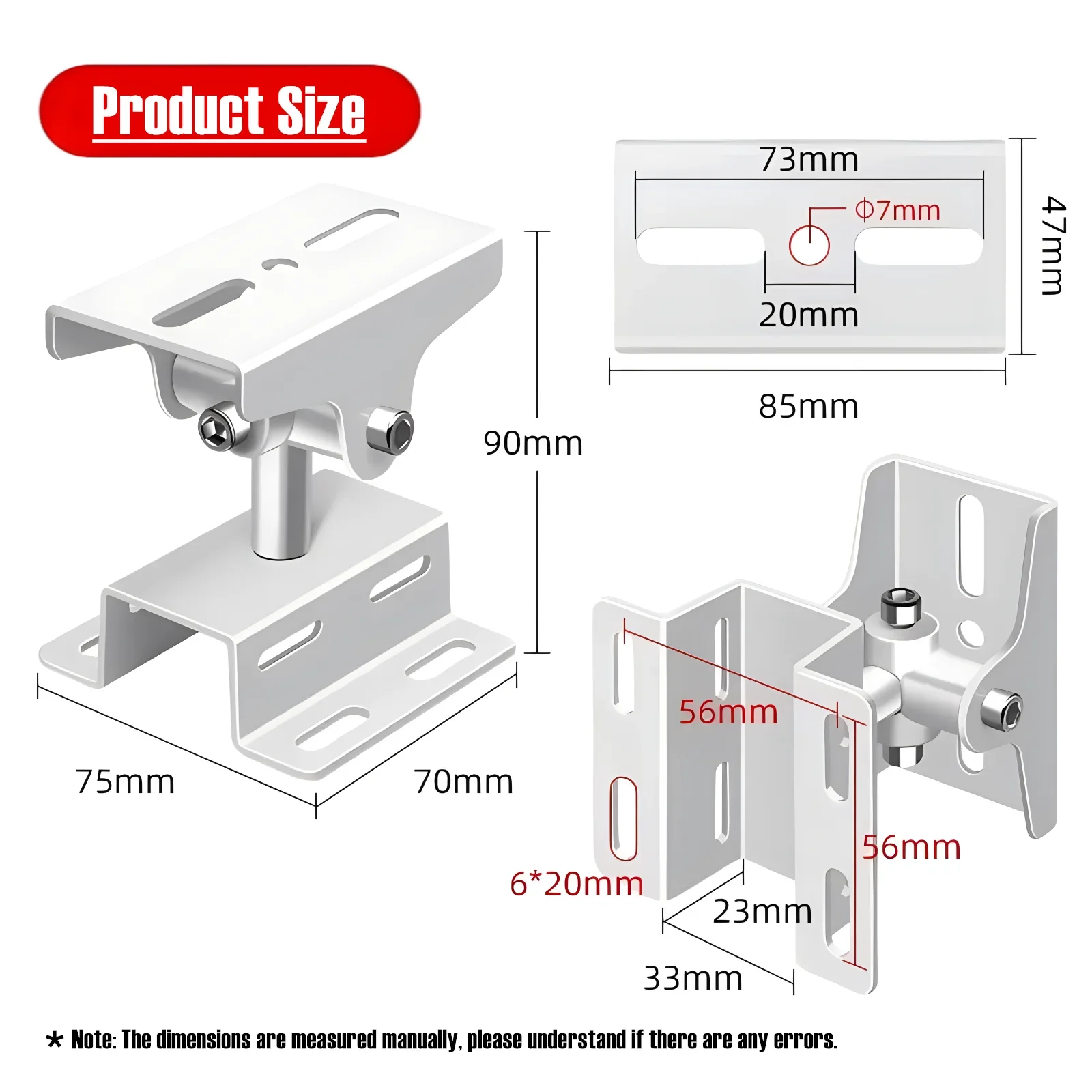 Aço branco Duckbill Universal Joint Bullet CCTV Camera Wall Mount Bracket, Pólo Horizontal Vertical Mount, Crossbar Clamp Bracket