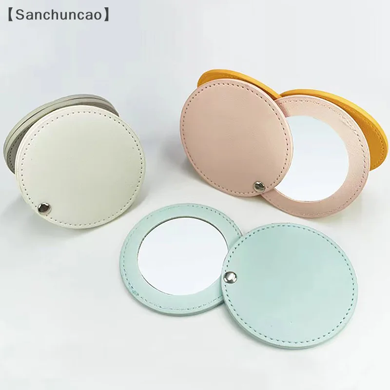 〔San〕미니 PU 데스크탑 메이크업 거울 휴대용 조절 가능한 메이크업 스탠드 거울 접이식 포켓 컴팩트 화장대 화장품 거울