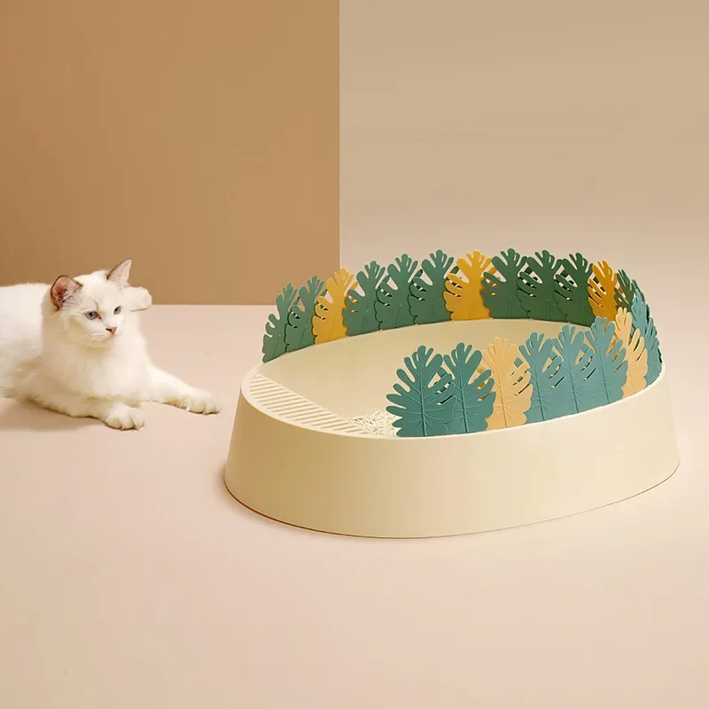 Cat Toilet Design Litter Box Leaves Can Be Detachable Multiple Colors Match The Cat Toilet Anti-Splashing Cat Poop Basin