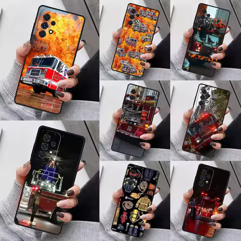 Fire Truck Phone Case For Samsung Galaxy S23 S21 S20 FE S24 S22 Ultra Note20 S10 S9 S8 Plus A40 A52 A12 A13 A53