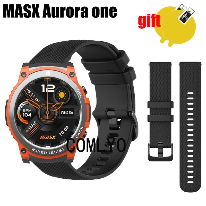 For MASX Aurora one Strap Soft Silicone Belt Smart Watch Watchband Screen Protector Film Accessories