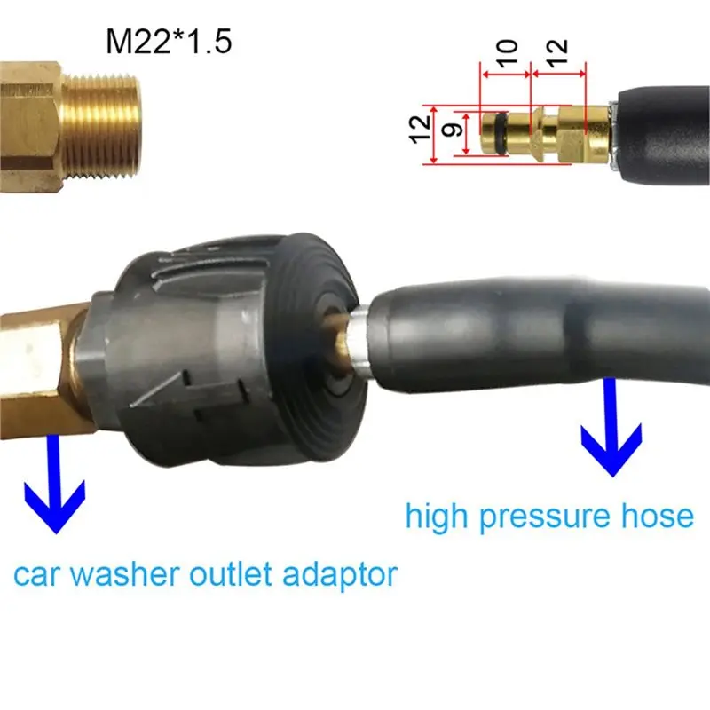 B97A-Quick Convert Nofzzle Male Adapter Set M22 14MM For Karcher K2-K7 Pressure Washer Gun