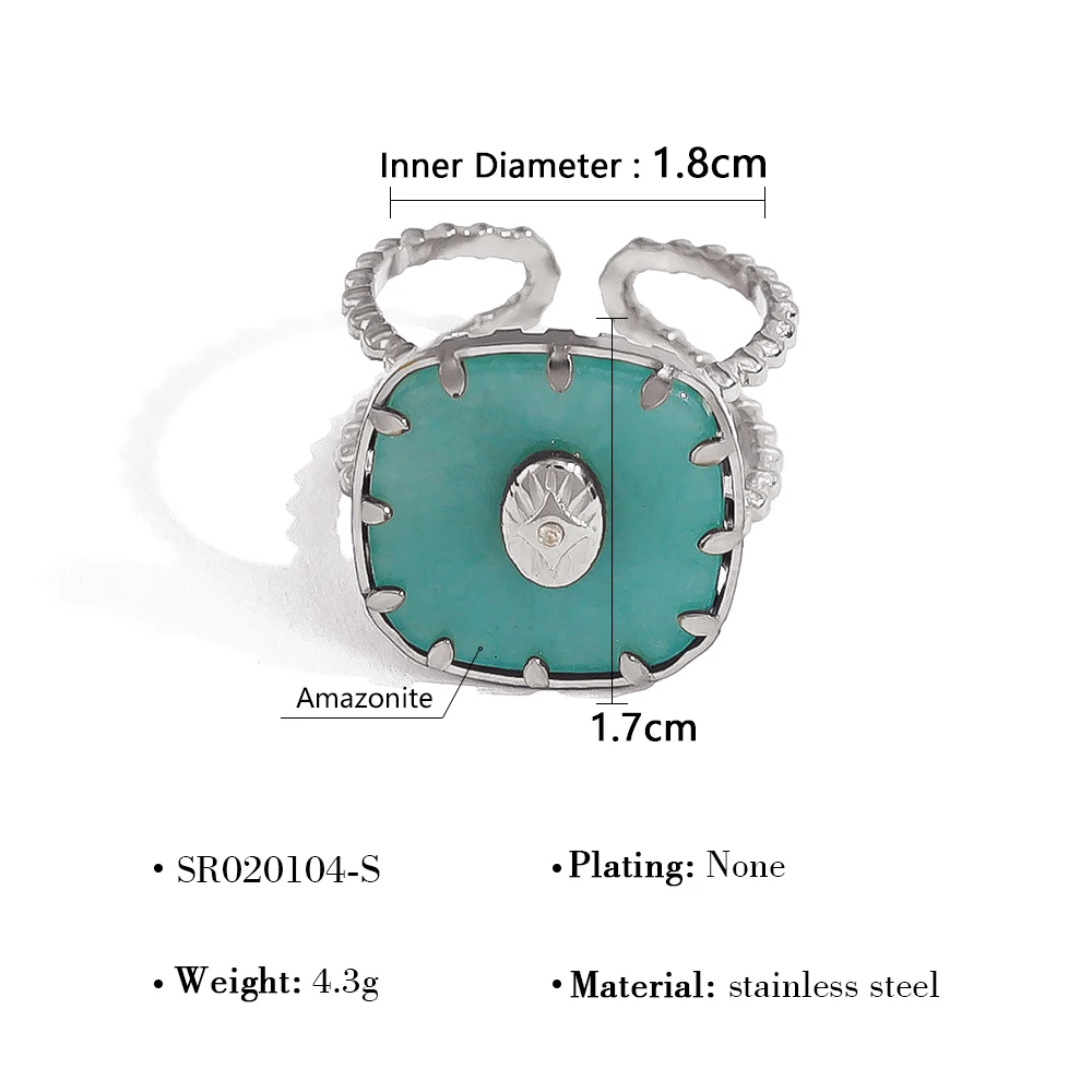 WILD & FREE 18K Gold Plated Luxury Blue Stone Ring for Women Retro Exquisite Chic Stainless Steel Waterproof Jewelry