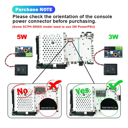 Imagen 2 del producto TicKnot reemplazo tipo C PSU Mod para placa de alimentación PS2 para consola PS2 Fat 3XXXX/5XXX placa de alimentación