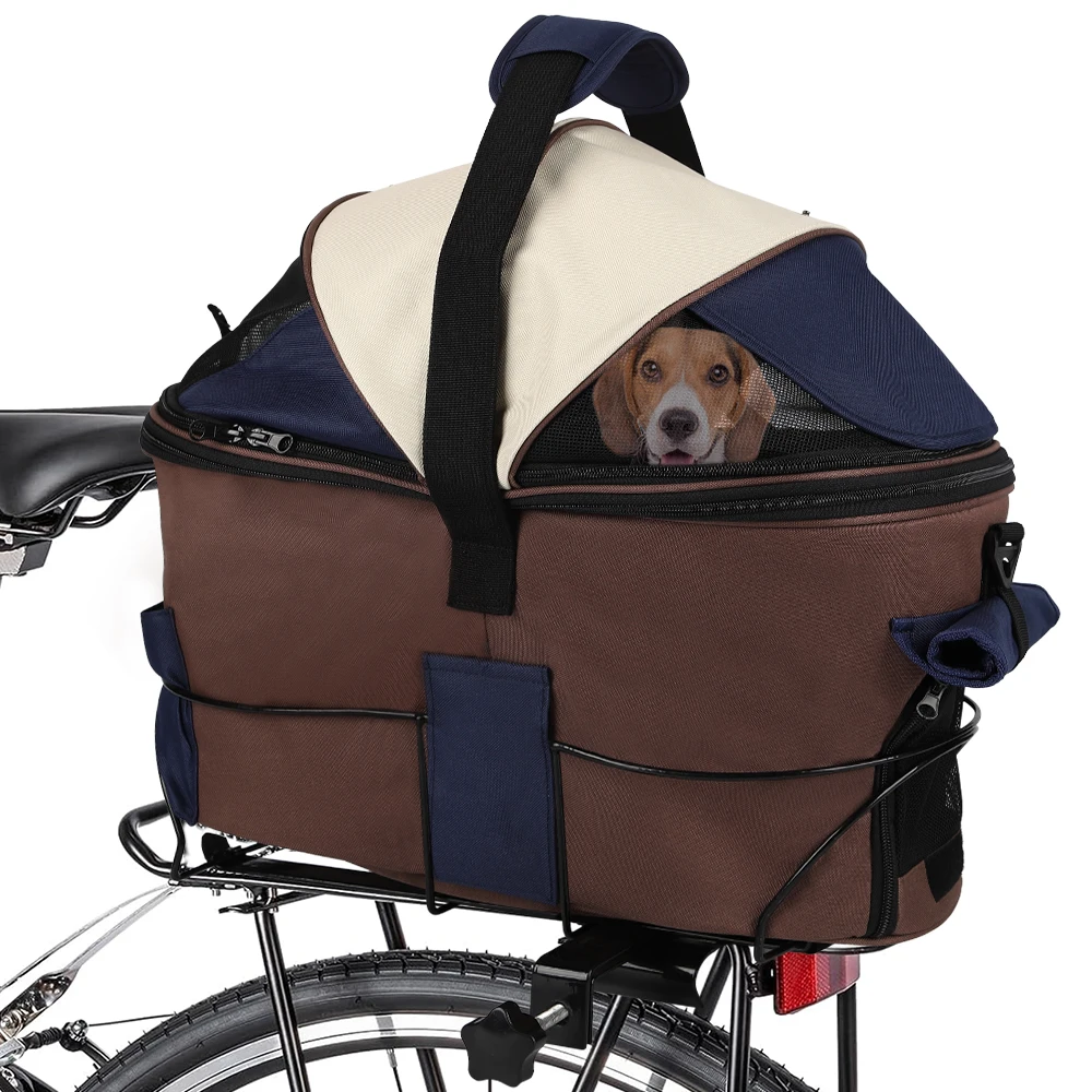 

Dog Bike Basket Carrier - Polyester Fiber Pet Commuter Seat with Comfort Padding, Easy Install Rear Bicycle Basket Bag for Small