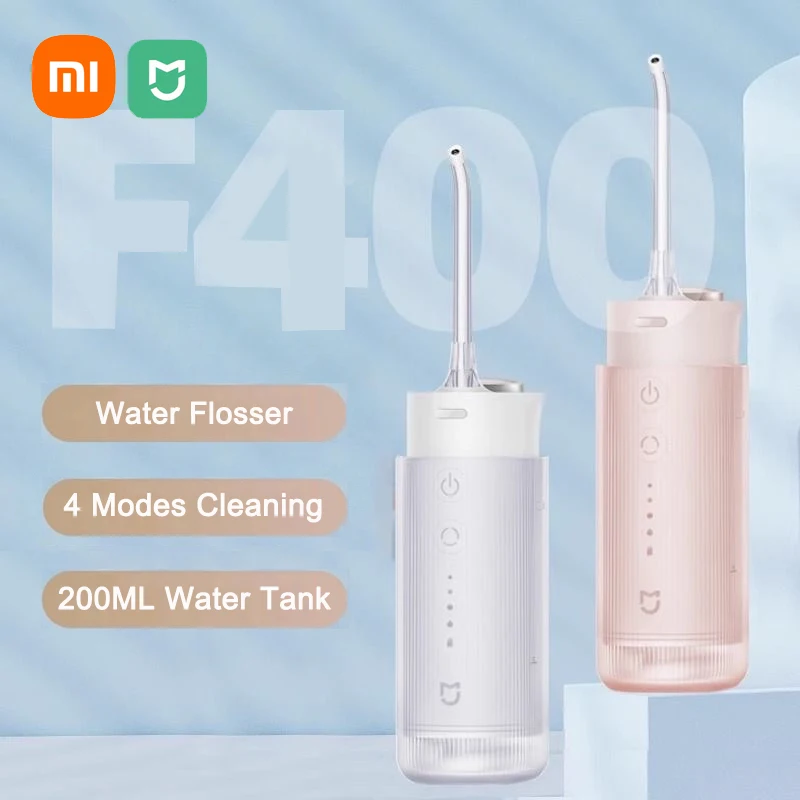 Original Xiaomi Mijia Electric Oral Irrigator F400 Portable Water Flosser 200ML 4-Mode Tooth Pick Whitening Cleaner Waterpulse