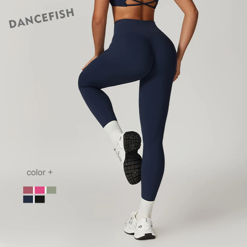 

DANCEFISH High Waist Hip Lift Pants Women's Running Naked Quick-Drying Fitness Breathable Outer Wear Tight Sports Yoga Leggings