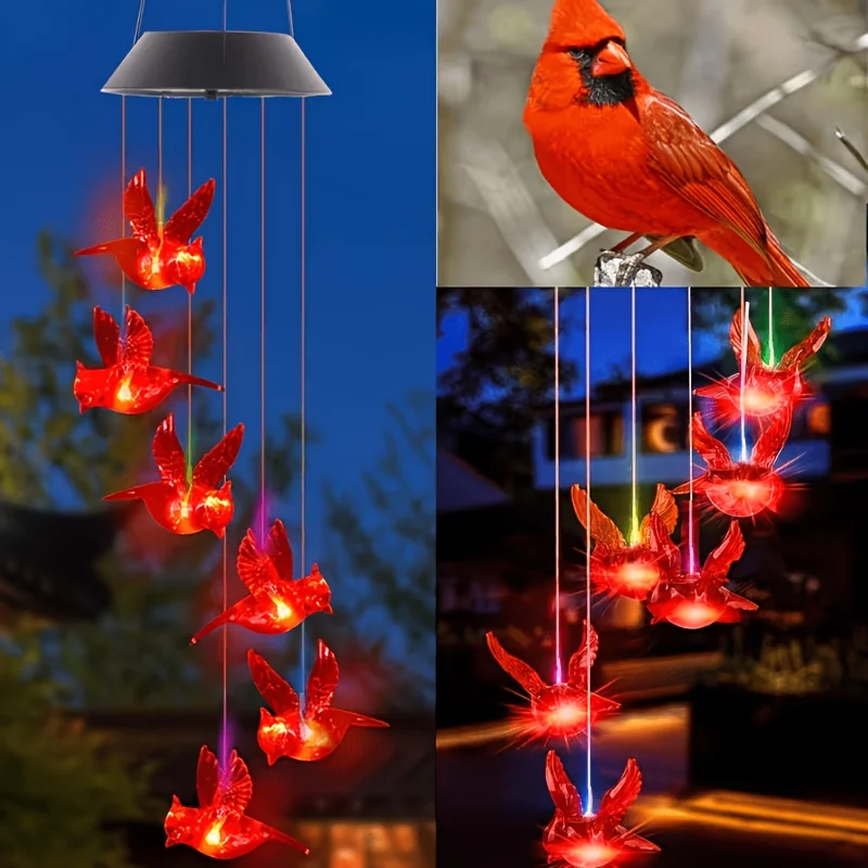 Solar-Powered Flaming Bird Wind Chime Lights for Outdoor Use, Featuring Waterproof Design And Vibrant Colors, Perfect for Decora