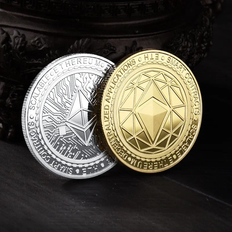 هدية إيثروم قابلة للجمع، عملة تذكارية مطلية بالفضة، مجموعة عملات تشفير مادية، عملات فنية لتزيين المنزل #6