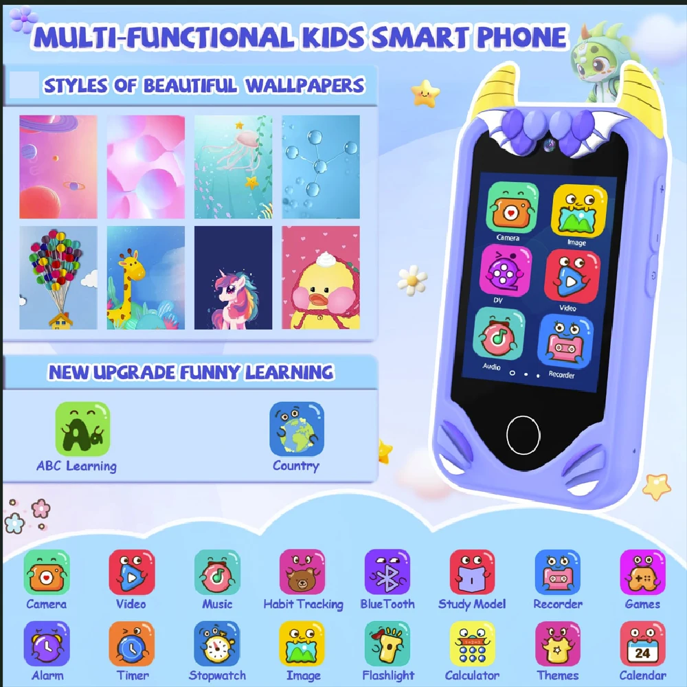 New Kids Smart Phone Children Toy Mini Smart Phone Toys Games Dual Camera Music Video Player Boys Girls Birthday Gifts