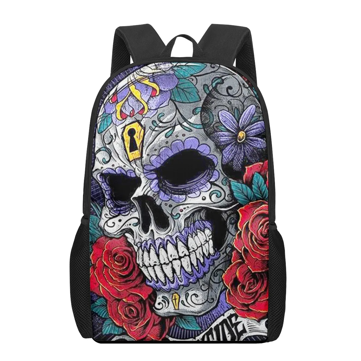 Creative Skull Print 16-inch Backpacks for Primary Students,Elementary Boys Girls To Go Out,School,Shopping,Travelling,Hiking
