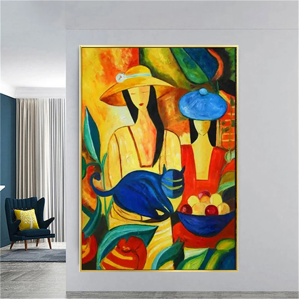 

Wholesale Colored Textured Impressionist Figures Oil Painting Hand-Painted Wall Art Gift Mural Picasso Canvas Picture Decor Home