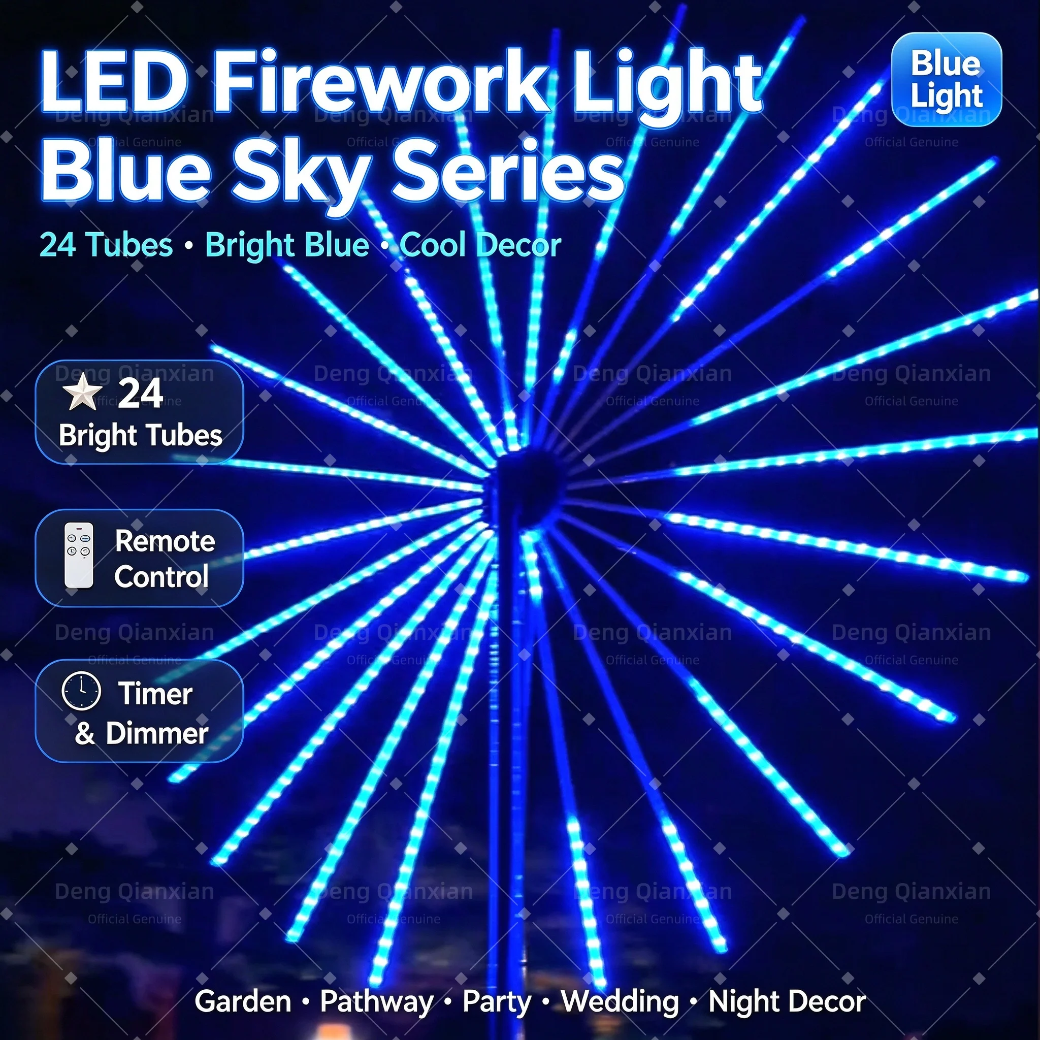 New Year Celebration Firework Lights, Programmable RGB Double-Sided, Waterproof, Sound Sync Speakers, Outdoor Square Lamp