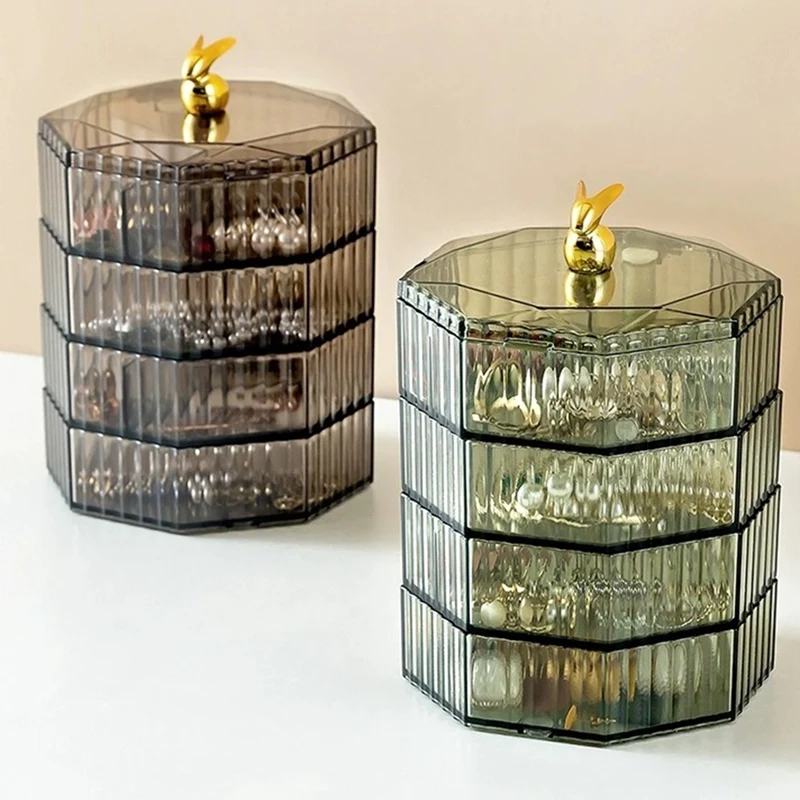 Boîte à bijoux en acrylique avec poignée, boîtes à bijoux transparentes pour femmes et filles, maquillage