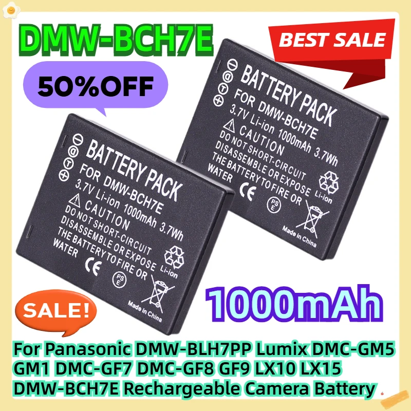

For Panasonic DMW-BLH7PP Lumix DMC-GM5 GM1 DMC-GF7 DMC-GF8 GF9 LX10 LX15 1000mAh DMW-BCH7E Rechargeable Camera Battery