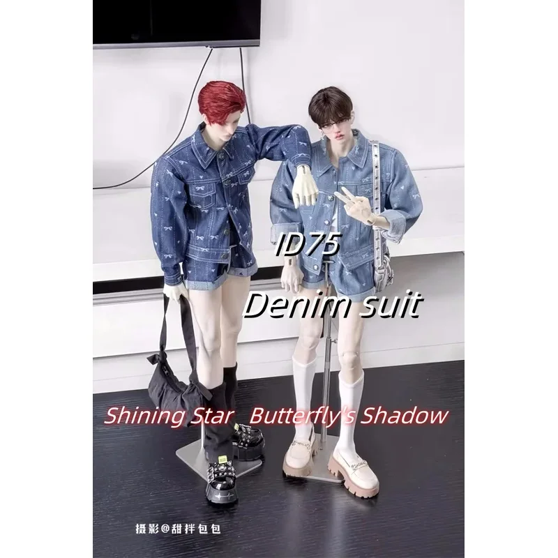 

Джинсовый костюм премиум-класса, короткий комплект, в наличии, одежда для кукол BJD, для мальчиков ID75, синий, для мальчиков и девочек, повседневные аксессуары для кукол