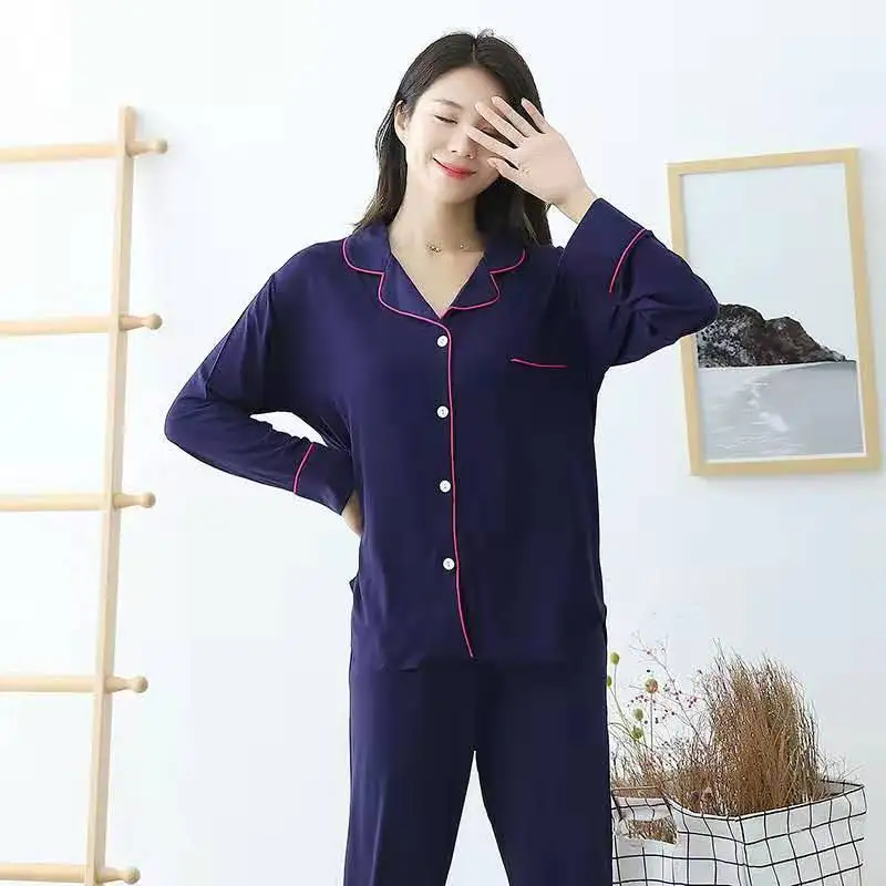 

Spring Autumn Pajamas For Women Modal Pyjamas Home Wear Long Sleeve Tops Pants Sleepwear Two Piece Set Pajama Pants Pijama Mujer