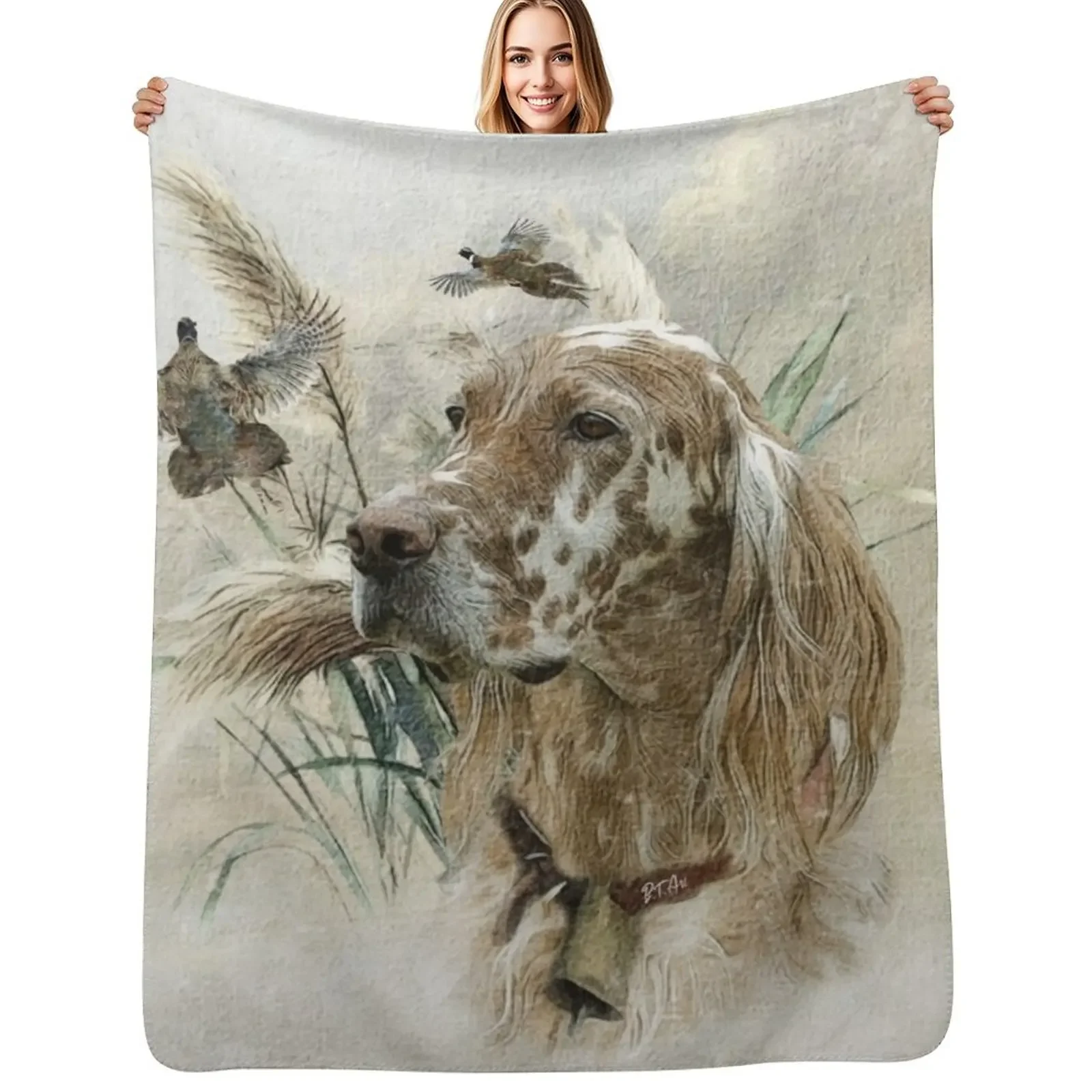 

Beautiful Setter with Pheasants , Art Throw Blanket Blankets For Bed for sofa Bed covers Blanket