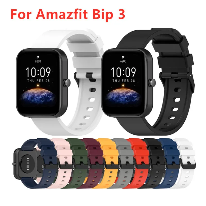 Silicone Band Strap for Amazfit Bip 3 Smart Watch Bracelet Replacement Wristband Belt Adjustable Wriststrap for Amazfit Bip3