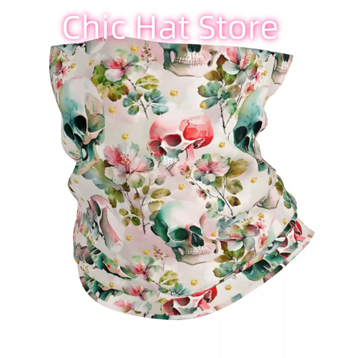 

Watercolor Flowers And Skulls Pattern Bandana Neck Cover Wrap Scarf Balaclava Cycling Unisex Adult Breathable