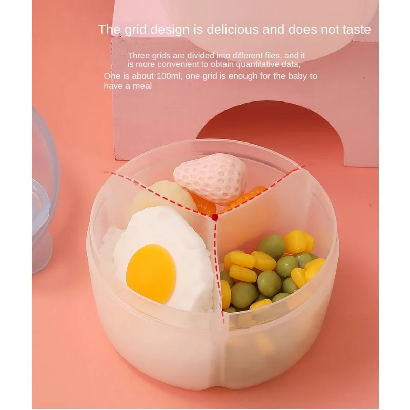 Baby milk powder box with three rotating compartments baby portable storage box for outdoor use, packaging box sealed snack box