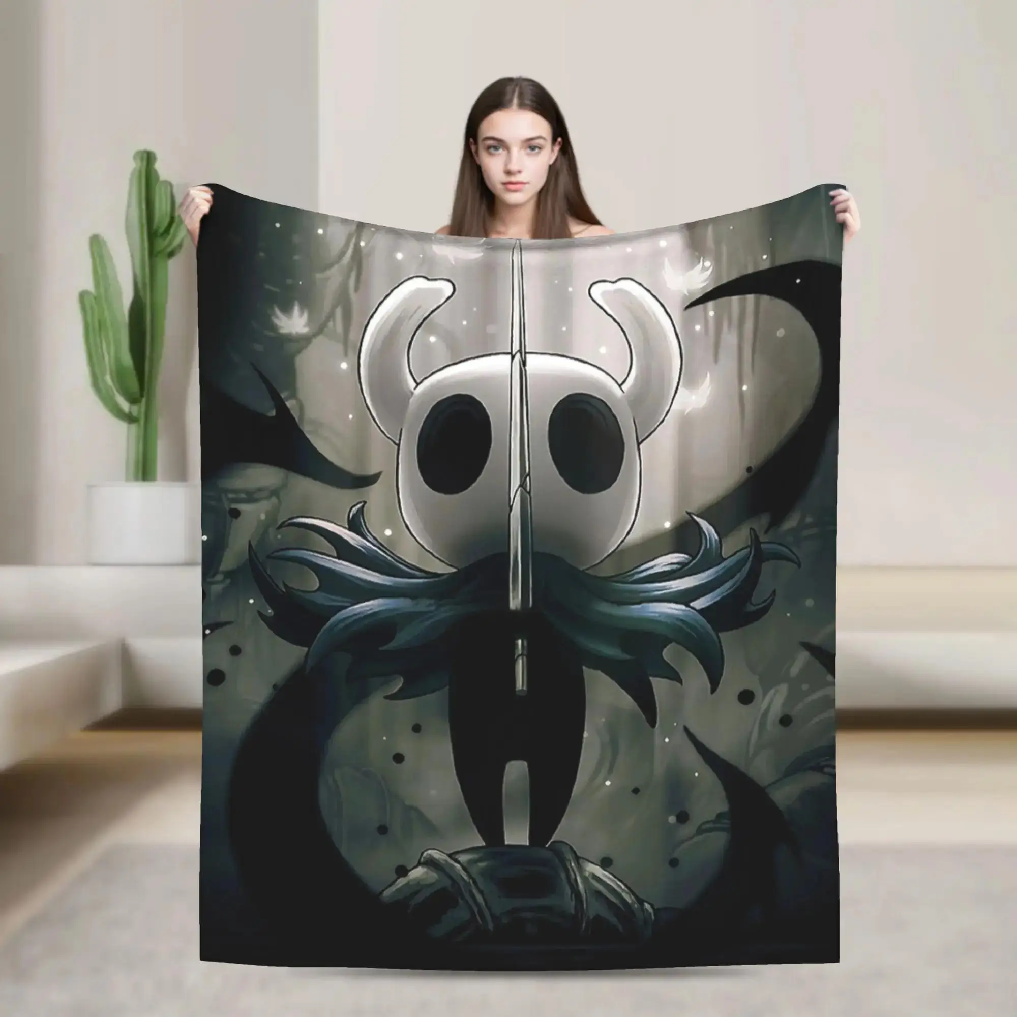 

Теплое фланелевое одеяло-плед для детей и взрослых с дизайном аниме Hollow Knight, идеально подходит для кровати, дивана, кресла, пикника, домашнего декора.