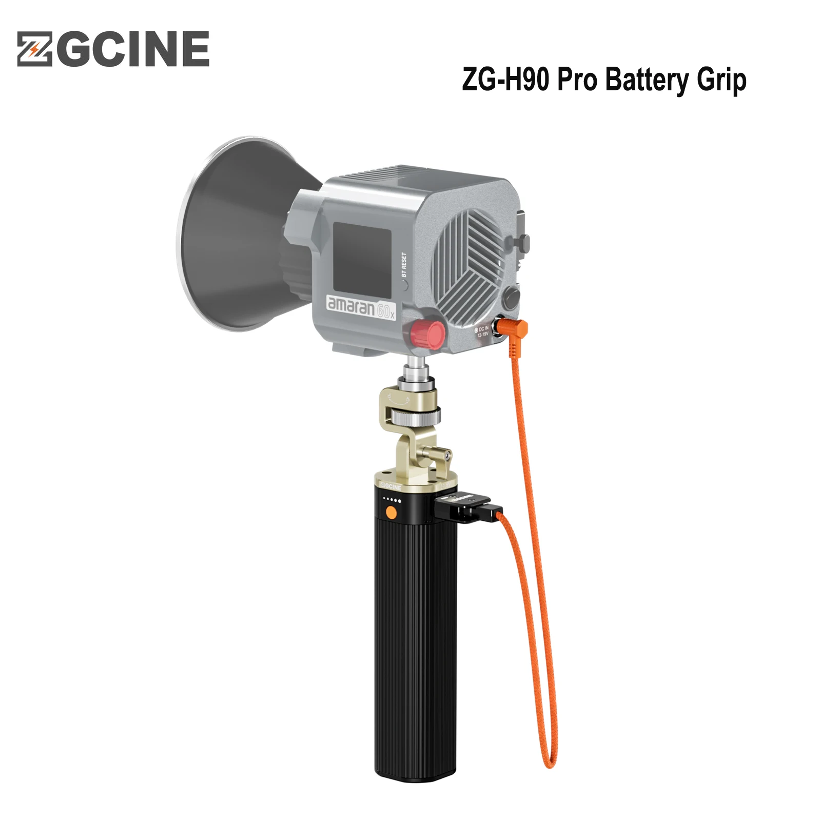 

ZGCINE ZG-H90 Pro 95Wh Handle Battery Grip with Bouncy Arri Locating Pin and 180° Rotation Holder Stand For Photography Light