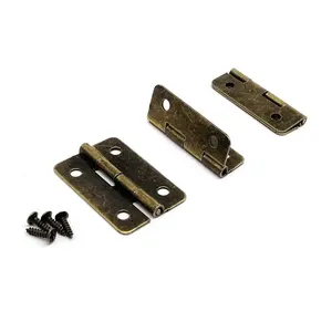 12pçs Holzkiste mit Schmuckschraube, Geschenk, Weinkiste, Puppenhausschrank, alter Messing, Bronze 21x30mm 6 Hauptverkäufe alte Scharniere - №4