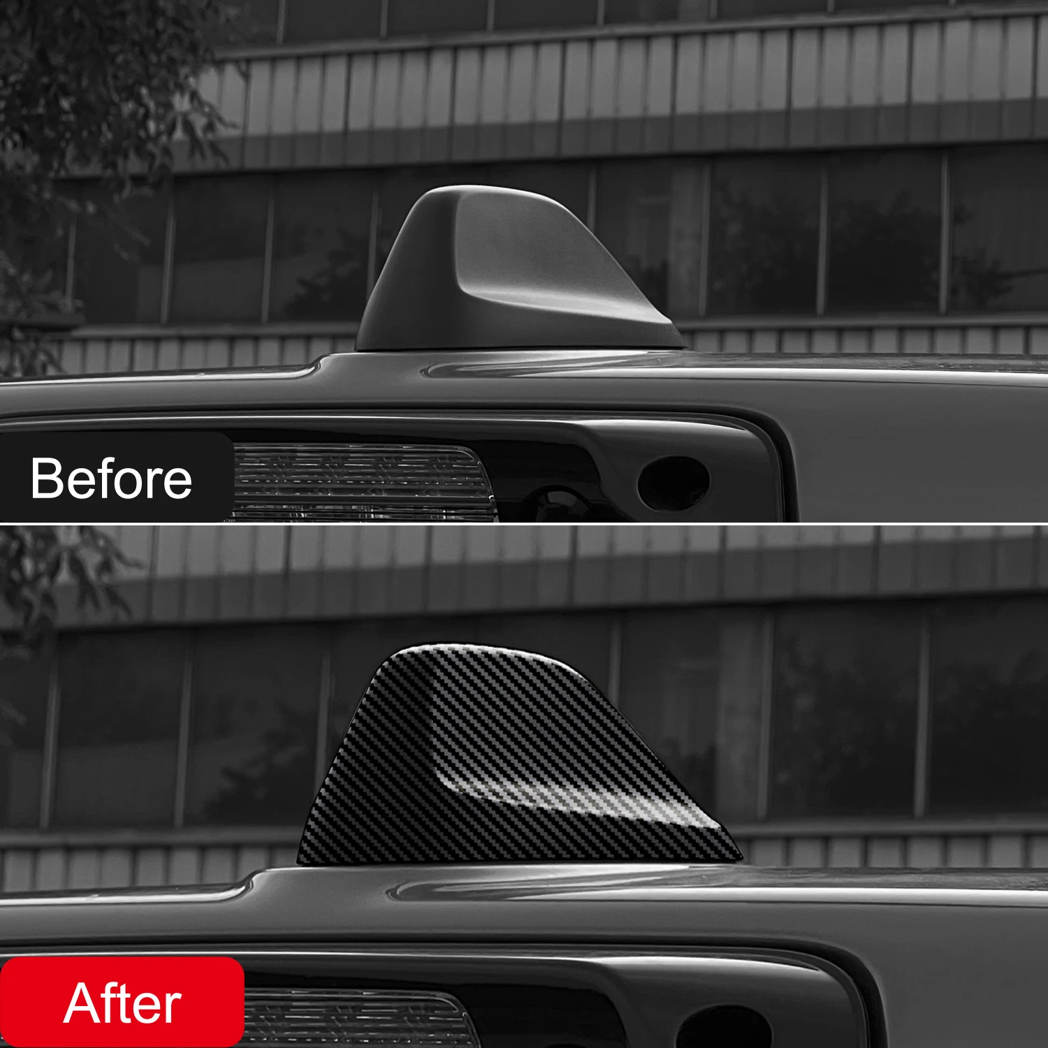 For Dodge Ram 1500 TRX 2021 2022 2023 Car Accessories Carbon Fiber Style Antenna Roof Shark Fin Cover Decoration Trim 1pcs