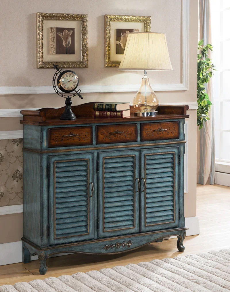 gc-Exquisite Living Room Home Furniture Storage Solid Wooden Rack Console Shoe Cabinet
