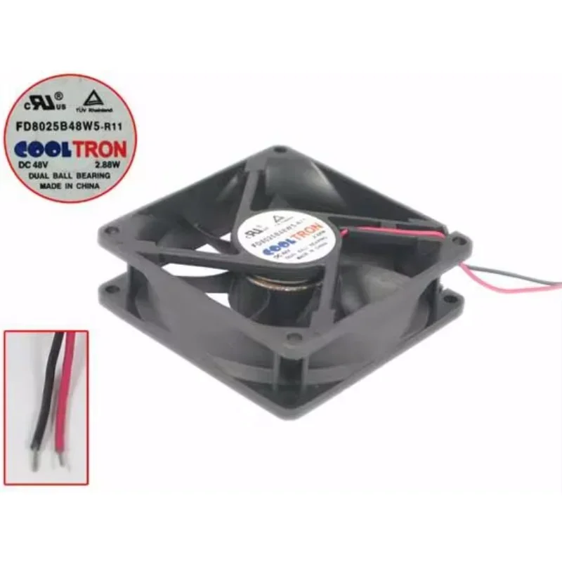 COOLTRON FD8025B48W5 DC 48V 2.88W 80x80x25mm 2-Wire Server Cooling Fan