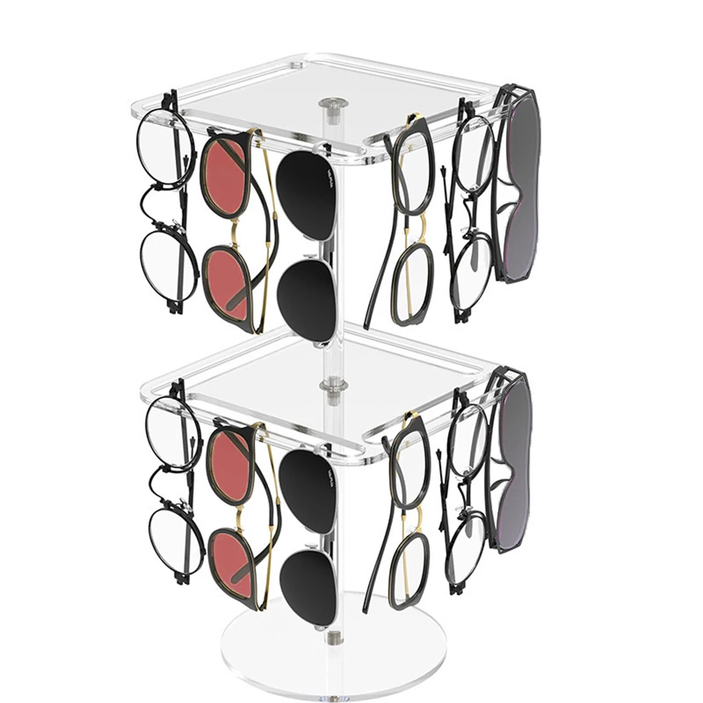 

9.88 X 8.31 X 0.83 Inches 360 Rotating Glasses Rack Eyeglass Display Stand 24 Pairs Capacity Compact Storage Solution