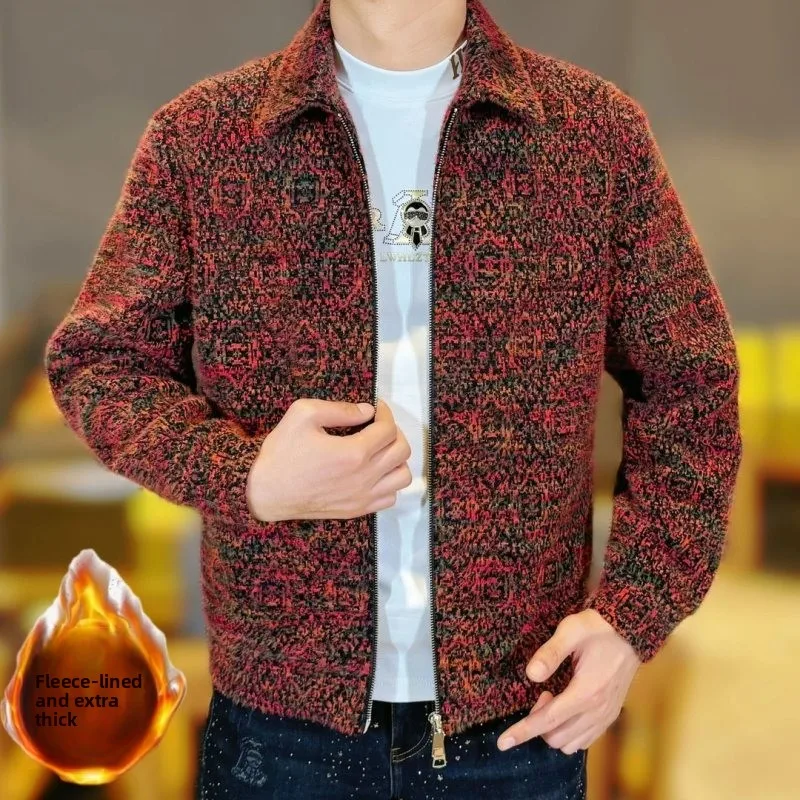 

Thiened Fce Winter Jaet Knitted Men's Coat Anti-Cold 2025 New Sle High-End Warmth Youth ular Loose Fit Long Sve