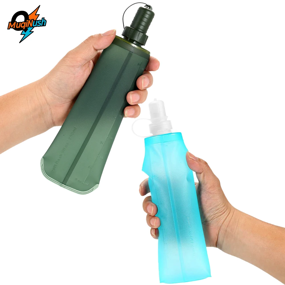 

250ML/500ML TPU Folding Soft Flask Sport Drink Water Bottle Running Camping Hiking water Bag Collapsible Foldable Outdoor Tools