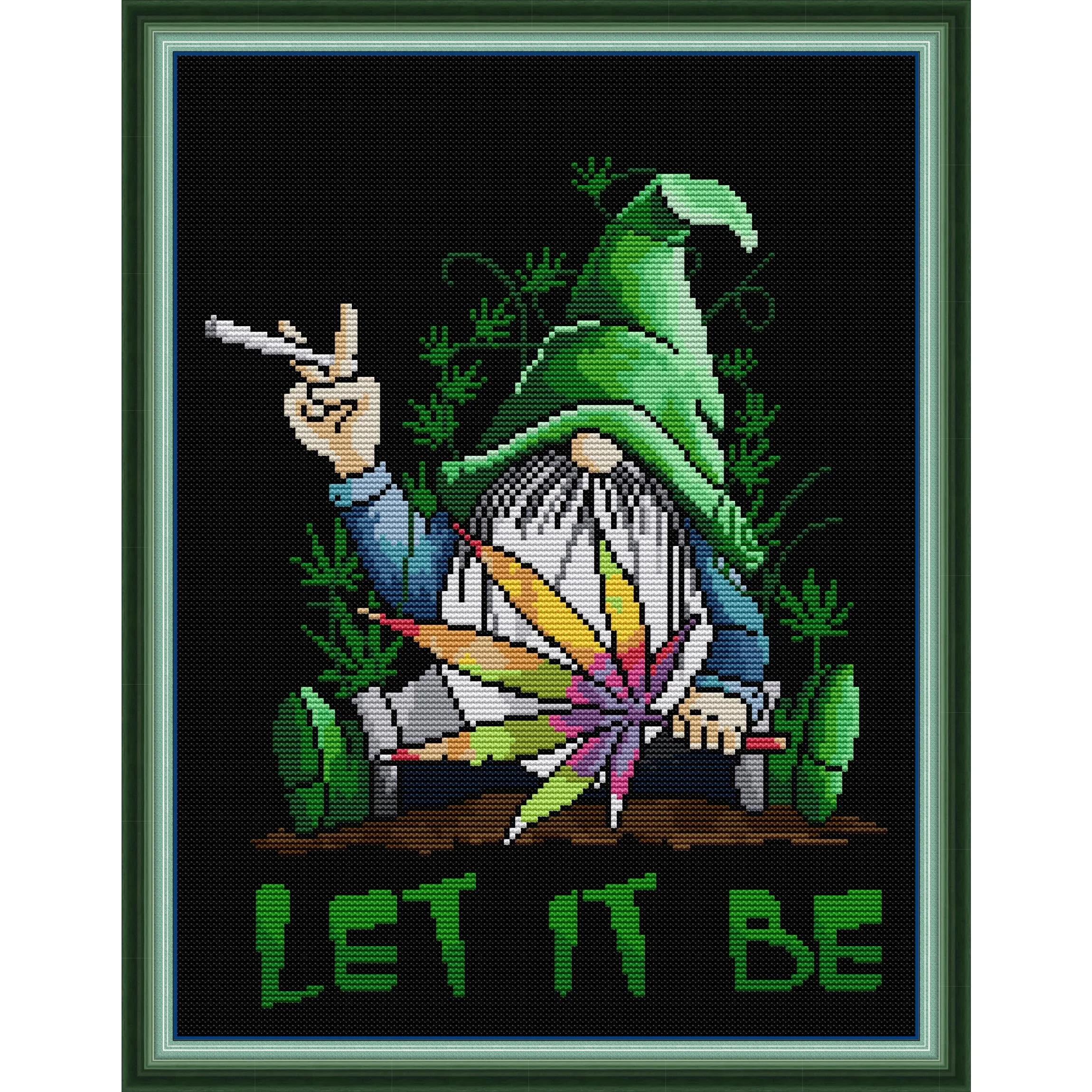 

Joy Sunday Pre-printed Cross Stitch Kit Easy Pattern Aida Stamped Fabric Embroidery Set-Green Dwarf
