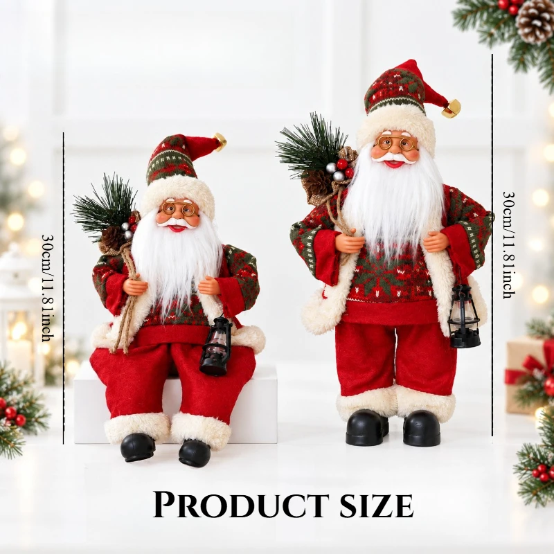 1PC Christmas decorative ornament, red back gift bag lantern sitting/standing elderly decorative, Christmas atmosphere ornament