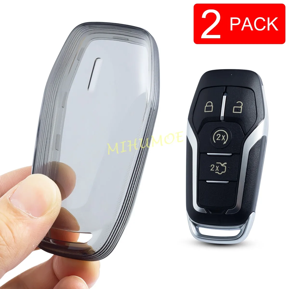 Voor Ford Explorer Fusion F-150 Edge Mustang Lincoln Mondeo Mkz Mkc Mkx Zwart Transparant Smart Auto Sleutelhanger Hoesje Hoesje Sleutelhanger