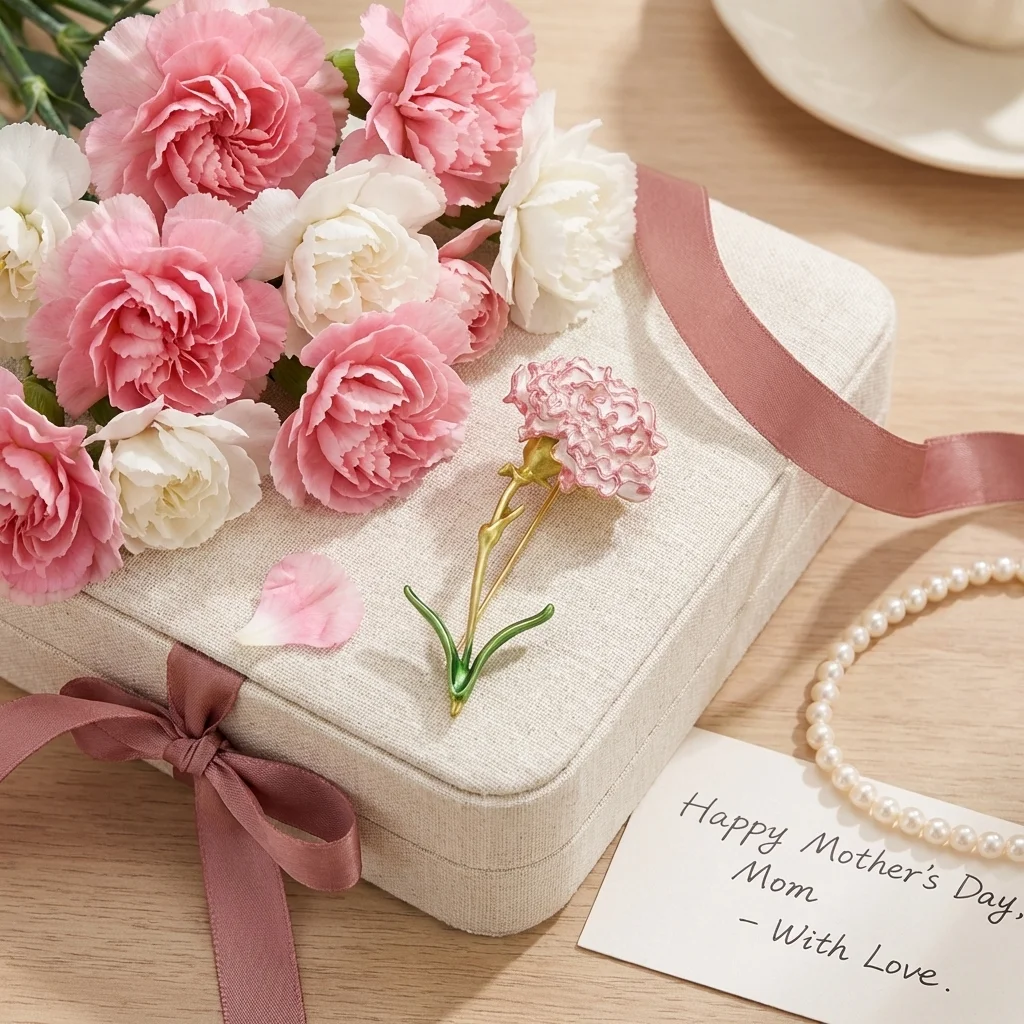 

Mother's Day Elegant Enamel Carnation Brooches for Women Unisex Flower Pins Gift for Mother Office Party Friend Gifts Jewelry