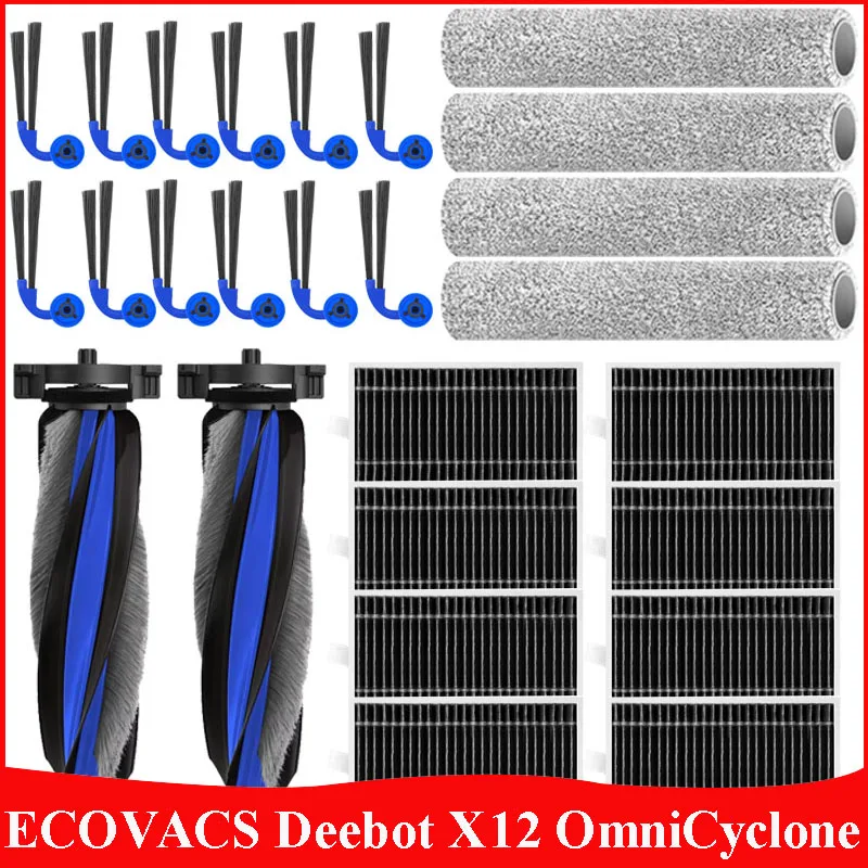 For  ECOVACS Deebot X12 OmniCyclone Robot Vacuum Accessories Main Side Brush Hepa Filter Roller Mop Parts