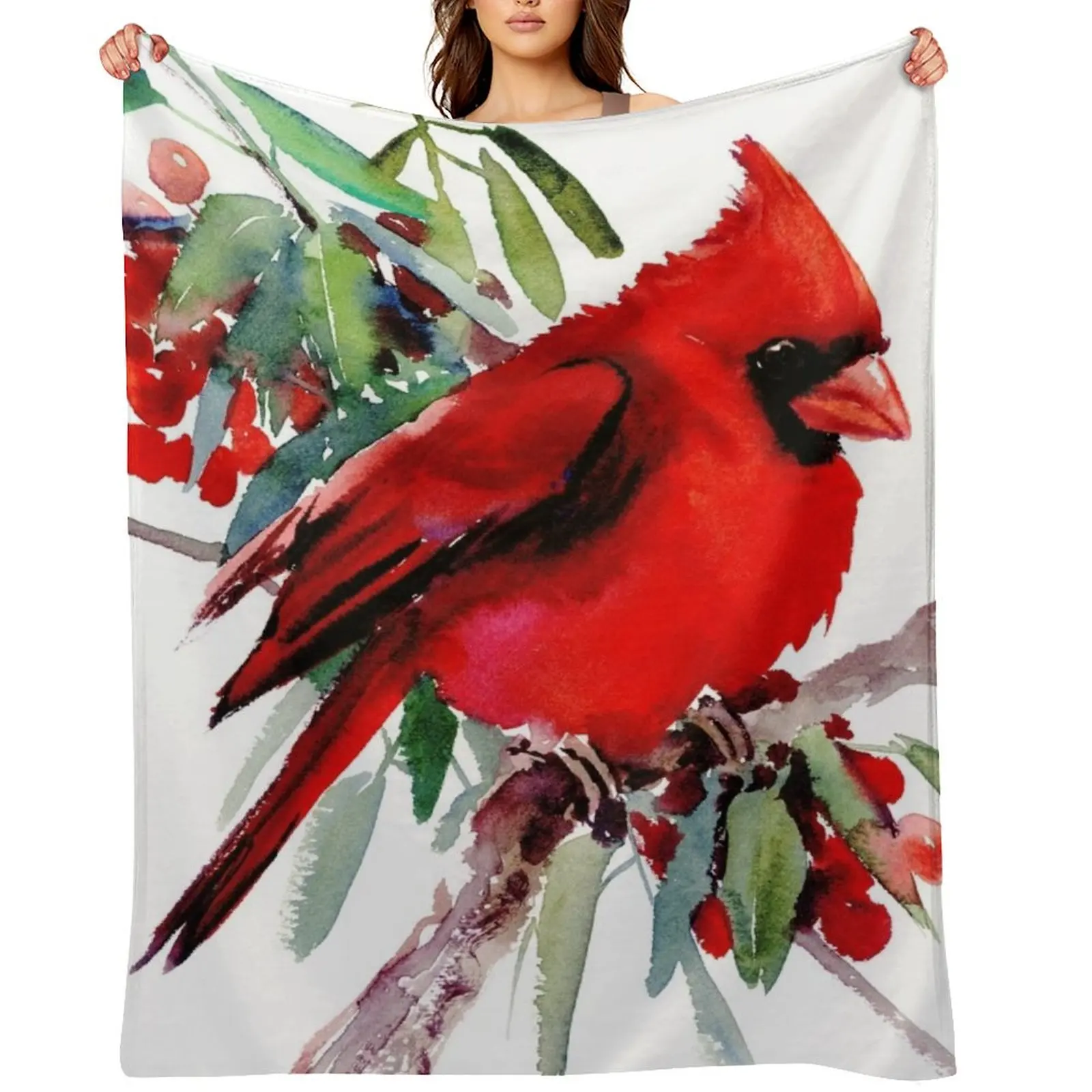 Red Cardinal Throw Blanket wednesday Luxury bed plaid Stuffeds for winter Bed Blankets